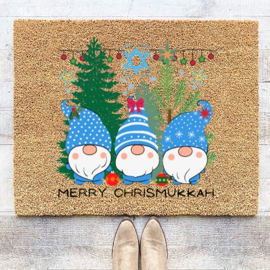 Merry Christmukkah, Jewish Christmas, Hanukkah Coir Doormats