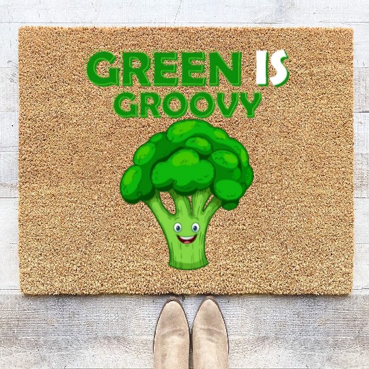 Green Is Groovy Vegetable Broccoli Coir Doormats