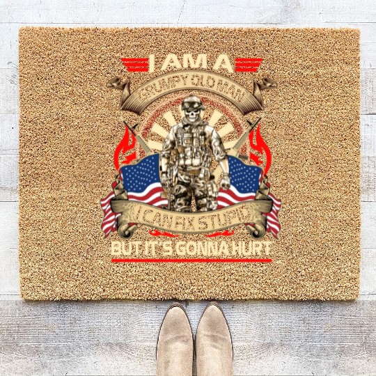 Afghanistan veteran Grumpy old man Coir Doormats