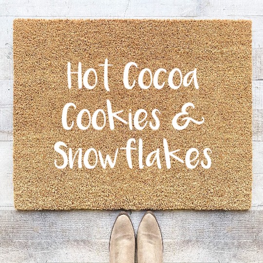 Hot Cocoa Cookies and Snowflakes Coir Doormats