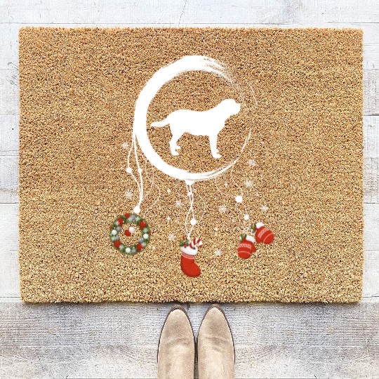 dog dreamcatcher Christmas Saint Bernard Coir Doormats