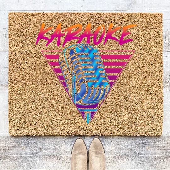 Karaoke Singer Retro 80s 90s Coir Doormats