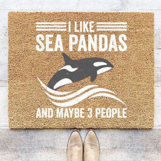 Funny Orca Whale Sea Panda and Maybe 3 People Coir Doormats