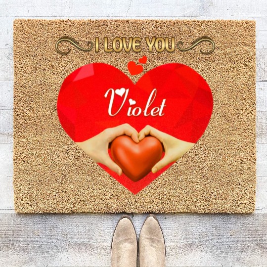 I love you Violet Coir Doormats