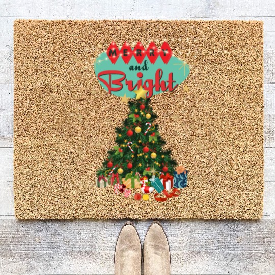 Merry and Bright Retro Christmas Coir Doormats