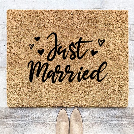 Just Married perfect wedding gift for the couple Coir Doormats