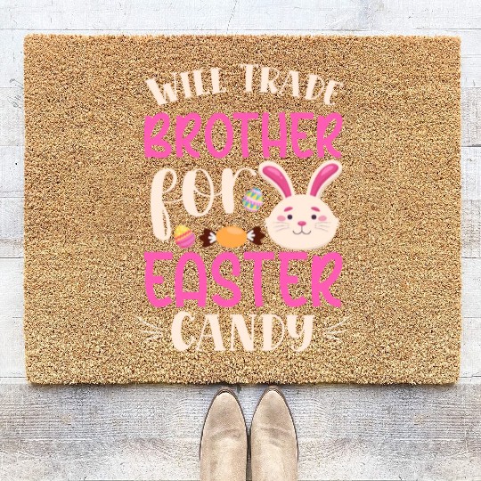 Will Trade Brother for Easter Candy Eggs Kids Boys Coir Doormats