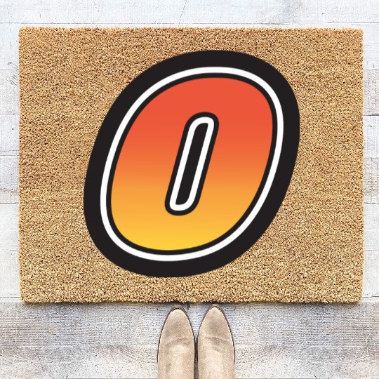 Number Zero 0 Gradient Yellow Orange 3 Stroke Coir Doormats