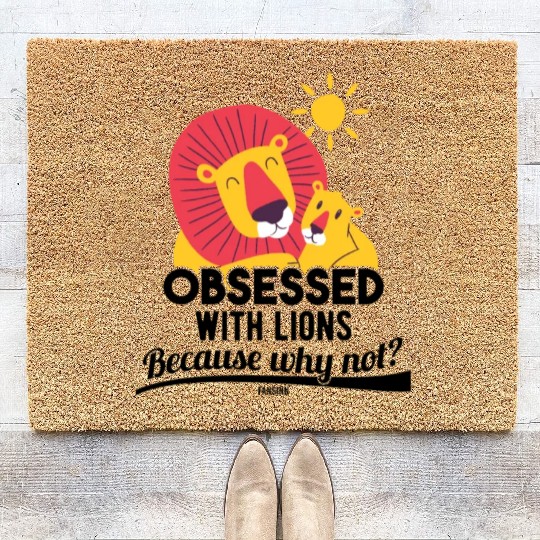 Lion lying in the African sun Coir Doormats
