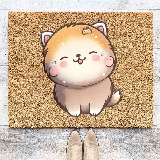 Tiny happy puppy smiling Coir Doormats