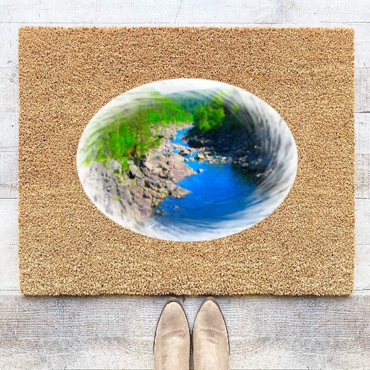 A river running through a valley in the wilderness Coir Doormats