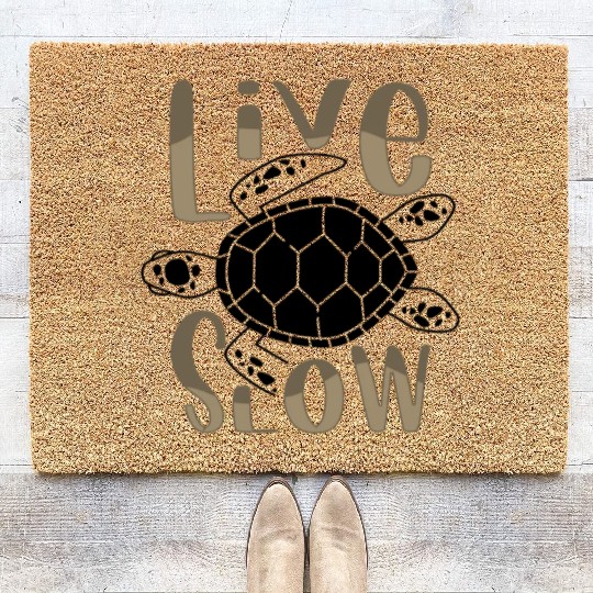 Relax and Live Slow Sea Turtle Beachy Vacation Coir Doormats