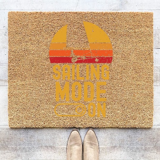 sand yachting retro vintage land sailing Coir Doormats