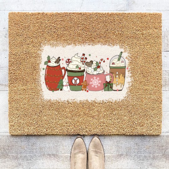 Christmas Hot Chocolate Peppermint Mocha Coir Doormats