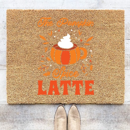 Pumpkin Spice Latte Halloween Coffee Lover Tarot Coir Doormats