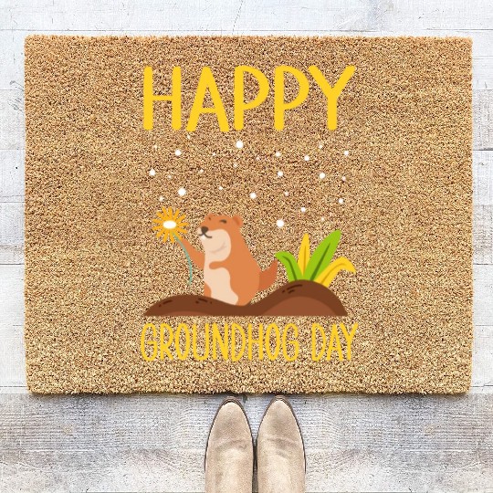 Happy Groundhog Day Coir Doormats