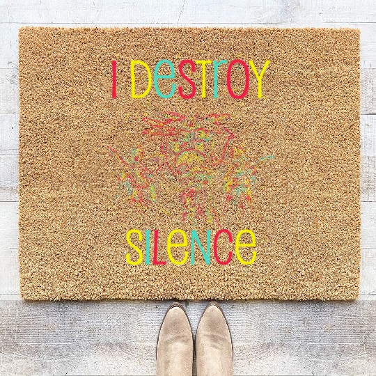 I Destroy Silence Drummer Band Music Beat Drum Coir Doormats