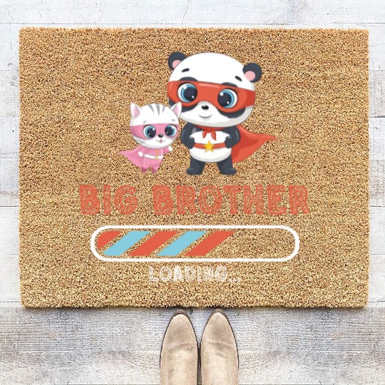 Big brother super hero panda cat 2023 Coir Doormats