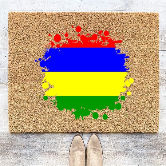 Mauritius blob flag design Coir Doormats