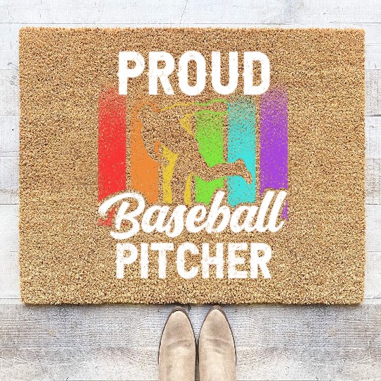 Proud Baseball Pitcher Sayings Player Hobby Coir Doormats