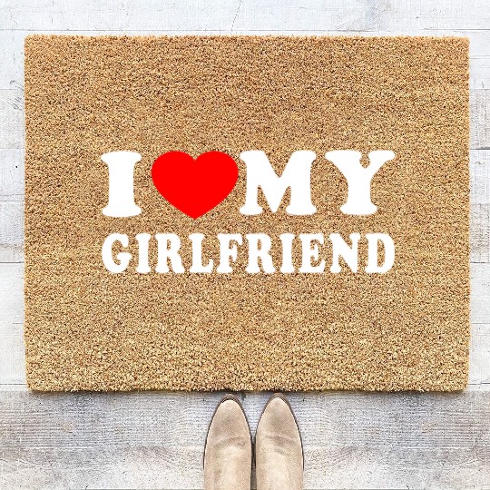 I LOVE MY GIRLFRIEND Coir Doormats