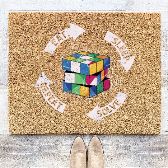 Eat Sleep Solve Repeat Math Speed Cubing Genie Coir Doormats