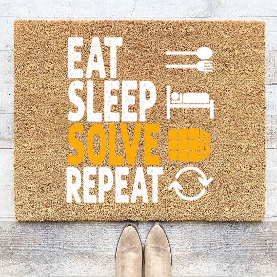 Eat Sleep Solve Repeat Math Speed Cubing Genie Coir Doormats