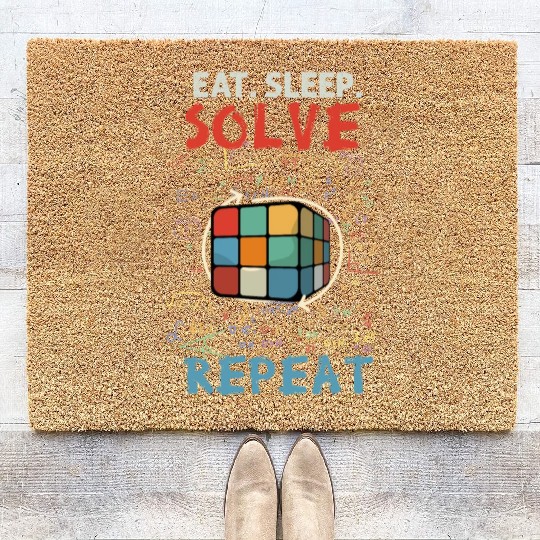 Eat Sleep Solve Repeat Math Speed Cubing Genie Coir Doormats