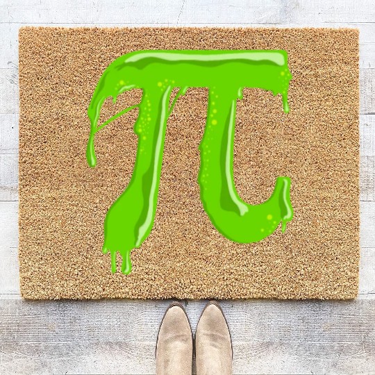 Green Slimy Pi - Funny Pi Day Math Teacher Coir Doormats