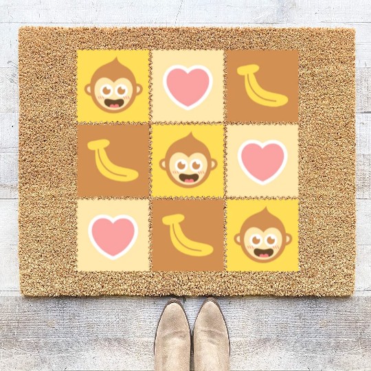 Cute Monkey and Banana Pattern Coir Doormats