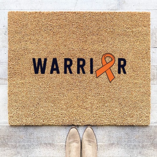 Leukemia Warrior Lymphoma Cancer Orange Ribbon Coir Doormats