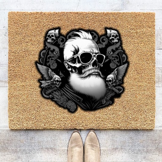 skull with a beard Coir Doormats