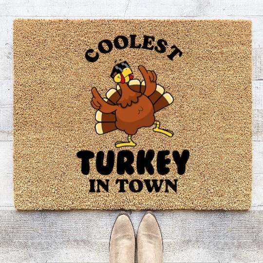 Coolest Turkey in Town Coir Doormats