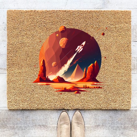 Vintage Space Science Mars Fiction Geek Solar Coir Doormats