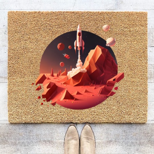 Vintage Space Science Mars Fiction Geek Solar Coir Doormats