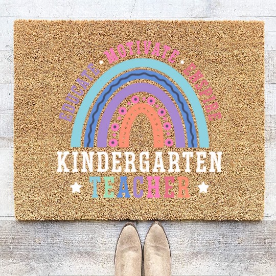 Educate Motivate Inspire Kindergarten Teacher Coir Doormats