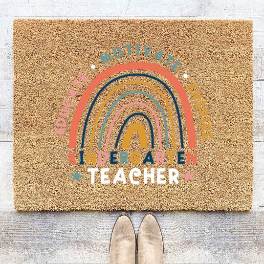 Educate Motivate Inspire Kindergarten Teacher Coir Doormats
