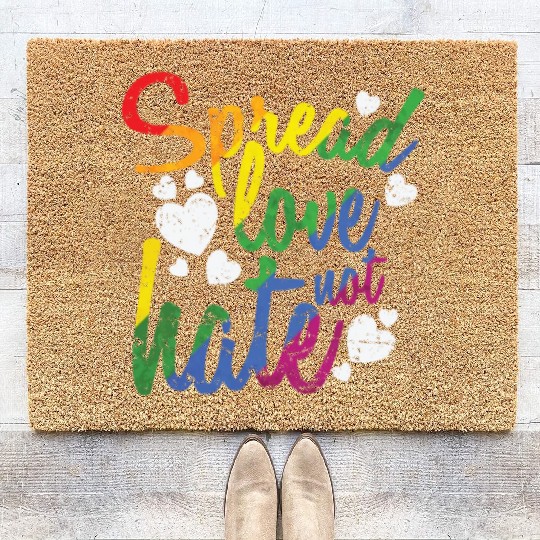 Spread Love not hate LGBT Rainbow Coir Doormats