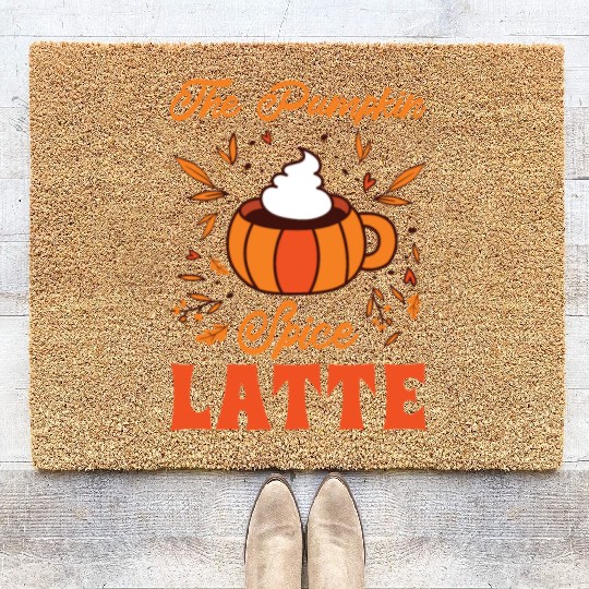 Pumpkin Spice Latte Halloween Coffee Lover Tarot Coir Doormats
