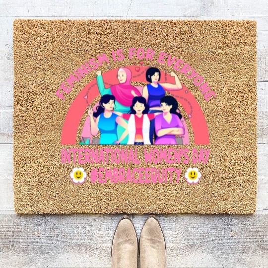 International Women's Day Embrace Equity Feminism Coir Doormats