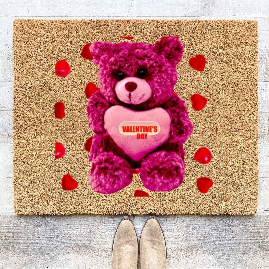 Lovely Valentine's Day Teddy Bear Coir Doormats