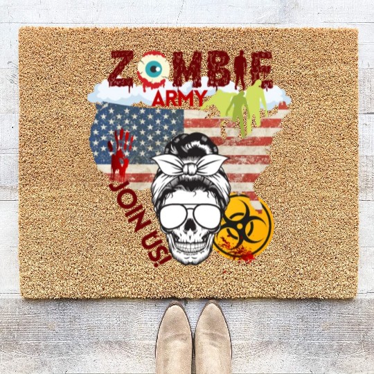 Zombie Army Join Us Now Girl Coir Doormats