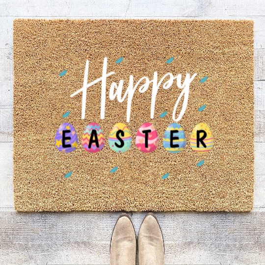 HAPPY EASTER Bunny Egg Hunt Coir Doormats
