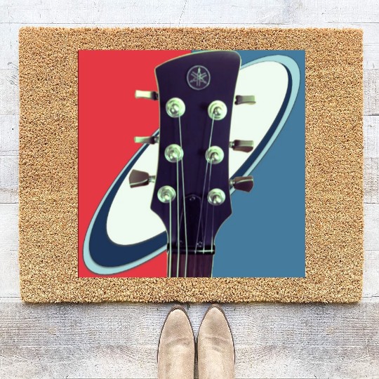 Red White Blue Rock and Roll Themed Guitar Coir Doormats