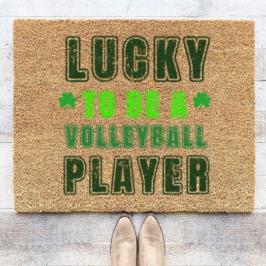 Lucky Volleyball Player, St Patrick's Day Gift Coir Doormats