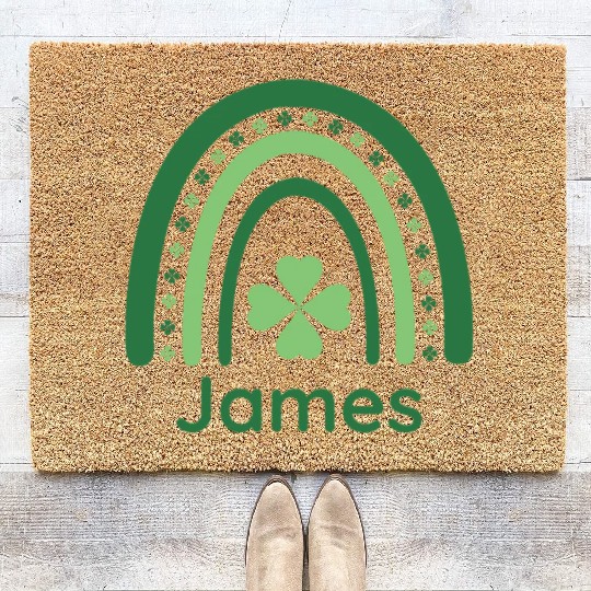 James Clover Charm Boho Rainbow Coir Doormats