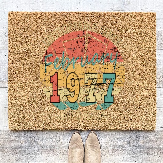 1977 Born Vintage Rose Gift Coir Doormats
