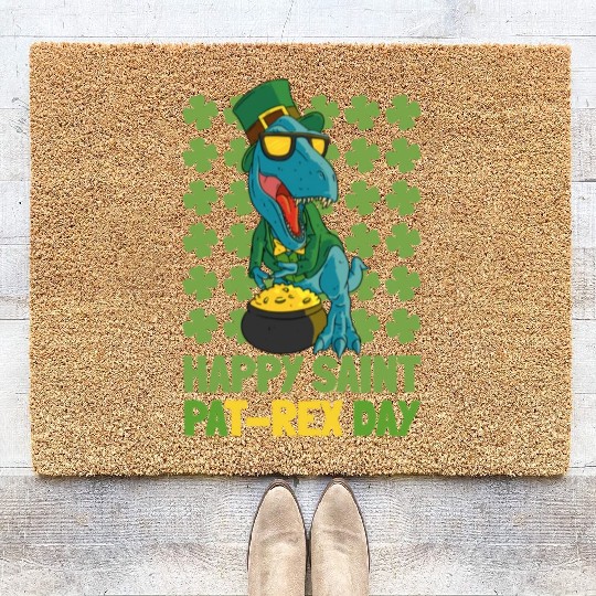 Dinosaur T Rex Dino St Patricks Day Coir Doormats