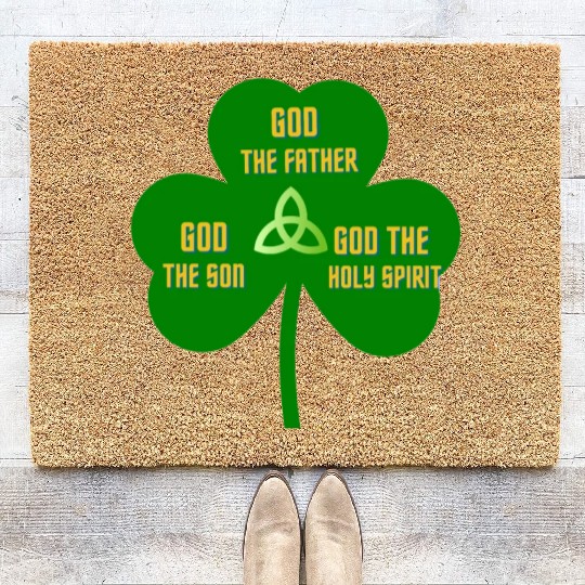 Holy Trinity Shamrock St Patrick Religious Coir Doormats