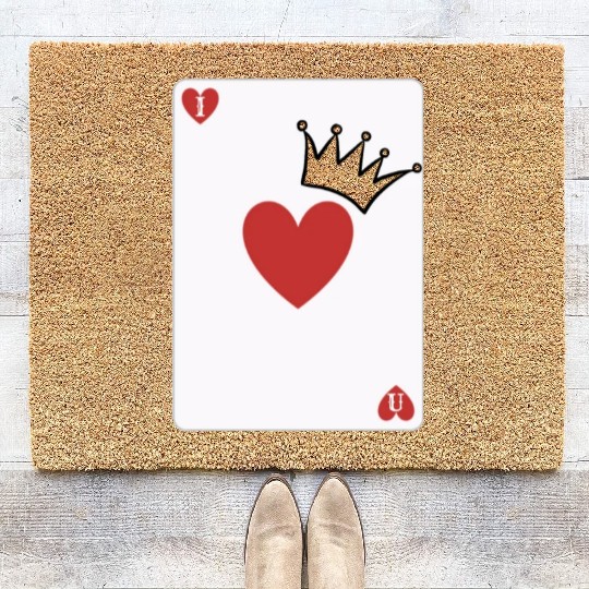love you on playing card Coir Doormats